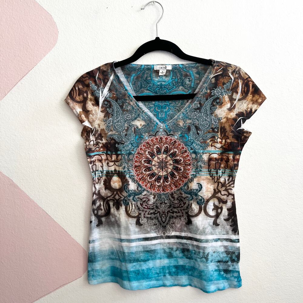 Vintage Cache‎ Graphic Print Top Y2K 2000s Indie Sleaze Retro Soft Grunge Small